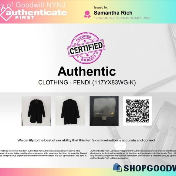 Fendi Men's Black Solid Wool Cashmere Blend Italy Tailored Coat Size 42 - Picture 6 of 12